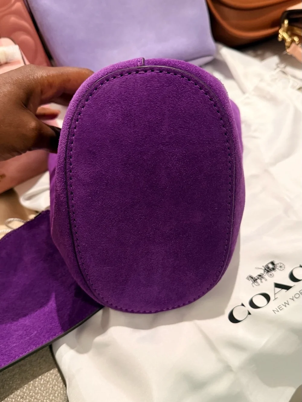 Coach Violet Suede Bleecker Bucket Bag 21 Shoulder Bag